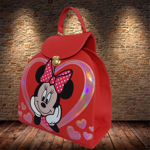 Imagen 3 de 8 de Bolsa - Mochila Para Dama En Rojo, De Disney (minnie Mouse)