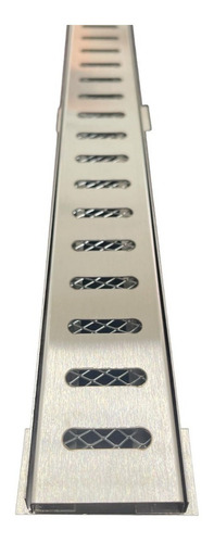 Kit 12 Ralo Linear 5x100cm Inox Escovado Tela Anti Inseto
