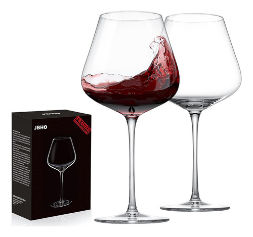 Jbho Hand Blown Italian Style Crystal Burgundy Wine Glass...