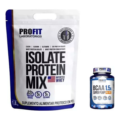  Whey Isolate Protein Mix Profit Bolsa 1.8 Kg + Bcaa 1.5 