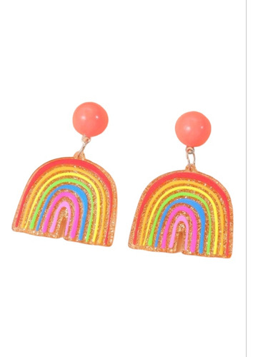 Aros Pendientes Arcoiris Glitter 