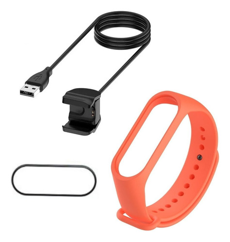 Cable Cargador Para Xiaomi Mi Band 4 + Correa Lisa Y Mica