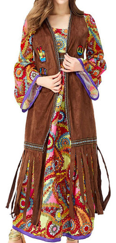 Disfraz De Hippie Para Mujer, Conjunto De Los Años 60 Y 70,