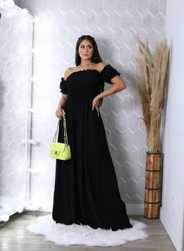 Vestido longo store preto ciganinha