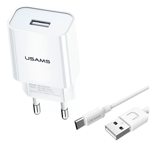 Cargador De Pared Usams Usb Tipo-c 2.1a Con Cable Calidad Ax