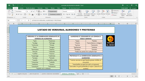 Excel Plan De Alimentación Nutricional