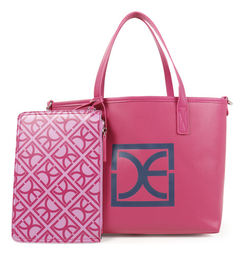 Bolsa Tote Cloe Para Mujer Mediana Con Pouch Desprendible Color Fucsia