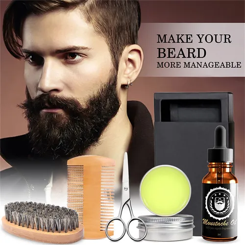 Juego De 5 Piezas De Crema Para Barba Para Hombre, Aceite Pa