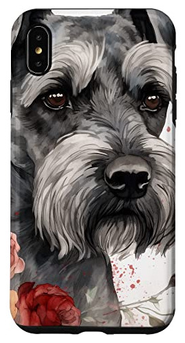 Funda Para iPhone XS Max Miniature Schnauzer Dog Rosas Wa-02