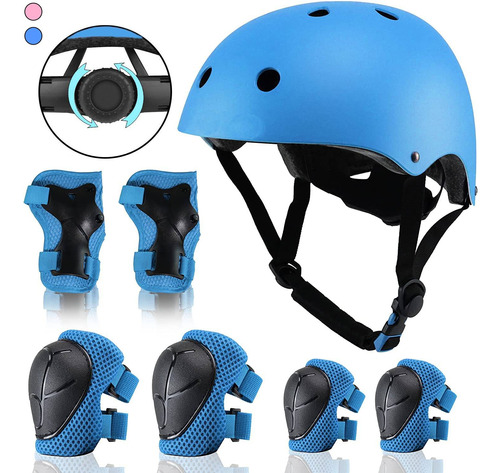 Kit De Proteccion Casco Rodilleras Coderas Muñequeras Niños