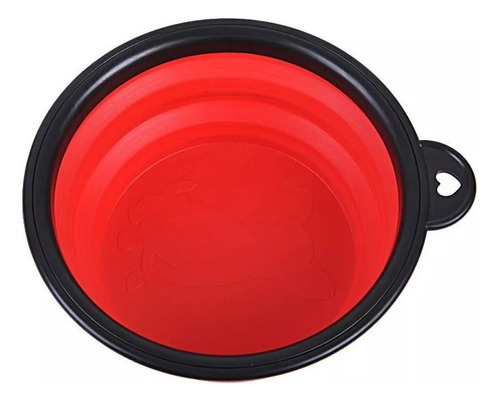 Plato Portatil Plegable Silicon Mascota 450ml Perro Gato Rojo