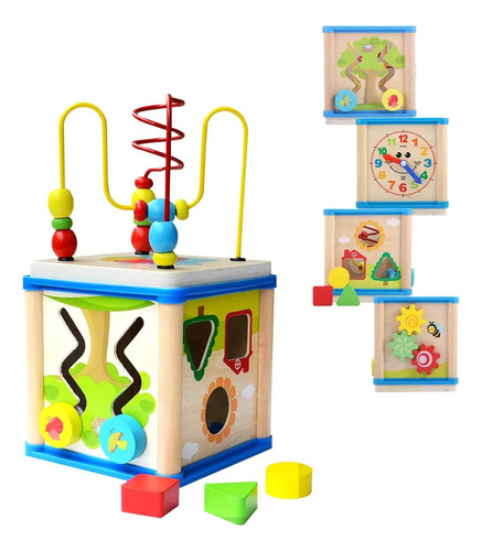 Cubo Laberinto Didáctico Montessori 5 Actividades Motriz