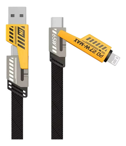 Cable Reforzado Usb Y Usb-c Tipo Ip 4 En 1 Cargador Y Datos