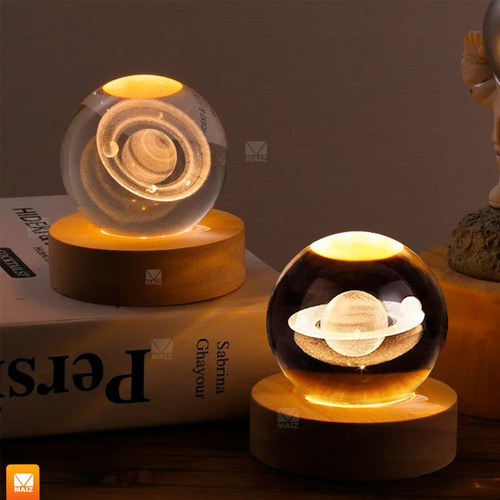 Lampara Bola Cristal 3d Luna Luces Led Noche Nocturna