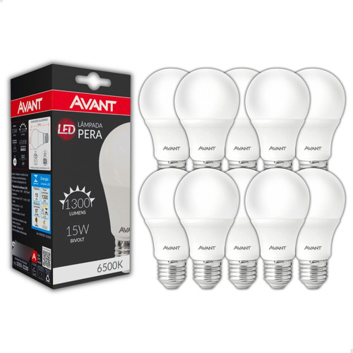 Kit 10 Lâmpada Led 15w E27 6500k Branco Frio Casa E Comercio