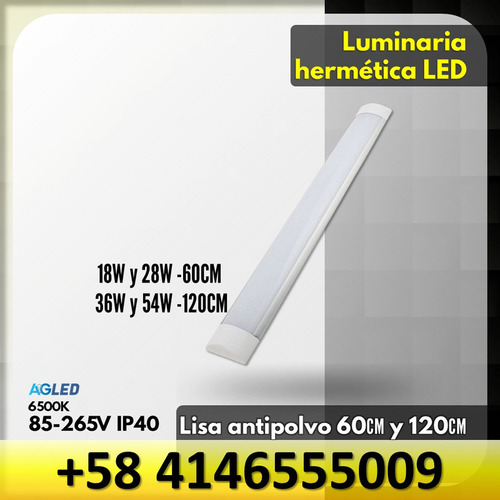 Luminaria Hermetica Led Lisa Antip 36w 120cm 6k 85-265v Ip40