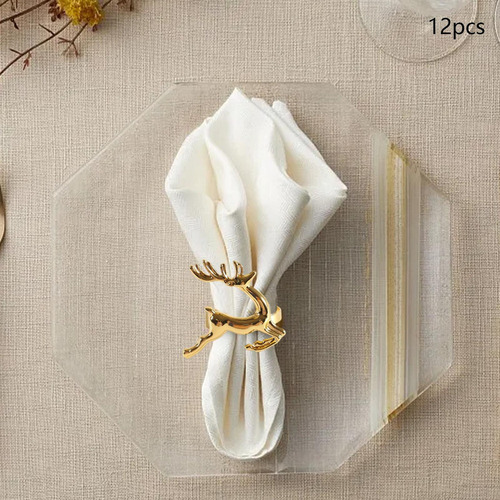 12 Uds. Anillos For Servilletas De Reno, Mesa De Cena Para