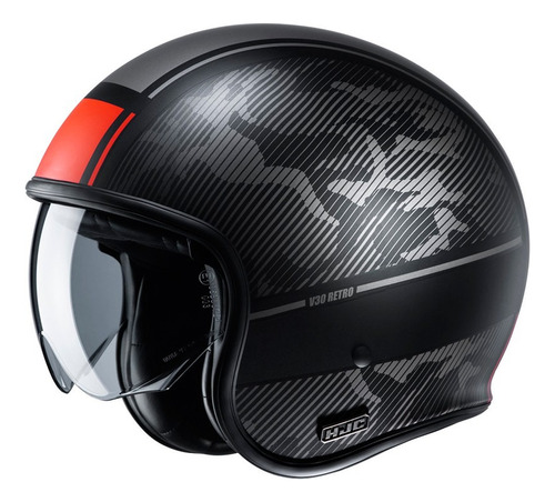 Casco Abierto Hjc V30 Fibra C/visor Graficas Moto Delta