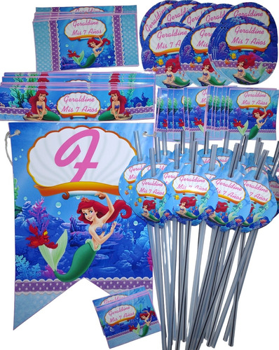 Promo Cotillon Personalizado Sirenita Ariel X 20 Chicos