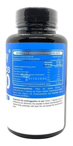 Imagen 3 de 3 de Vitamina D3 5000iu 60capsulas 520mg Cu Wellthy Se Sabor Neutro
