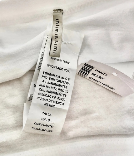 Intimissimi Panty Corte Clásico De Algodón Natural Original
