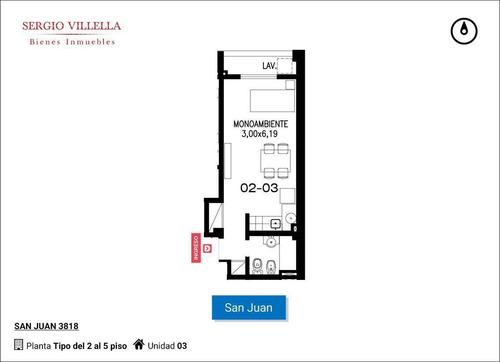 Imagen 2 de 9 de San Juan 3800 - Monoambiente En Venta - Rosario