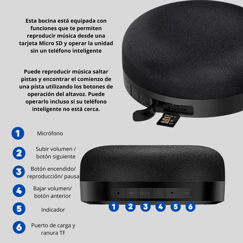 Bocina Portátil Bluetooth Subwoofer 5.0 Hifi 1200mah
