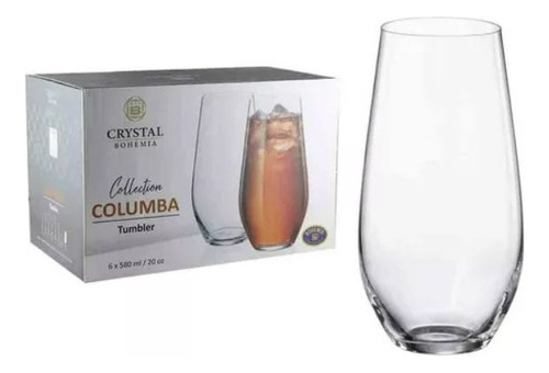 Imagen 2 de 5 de Vasos Cristal Bohemia Altos Trago Largo 580ml Setx6 Columba