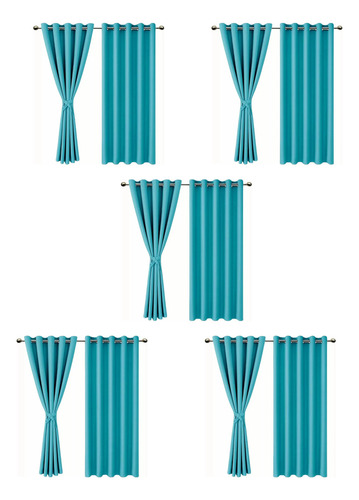 5 Cortinas Blackout Para Recamara Sala Premium 270x213vero H Turquesa