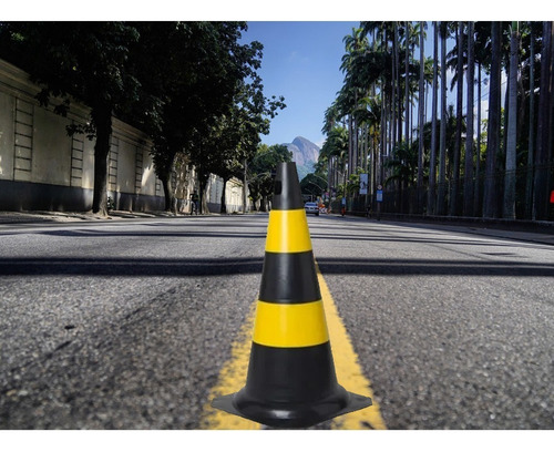 Cone Sinalizador Preto Com Amarelo 50 Cm Ledan