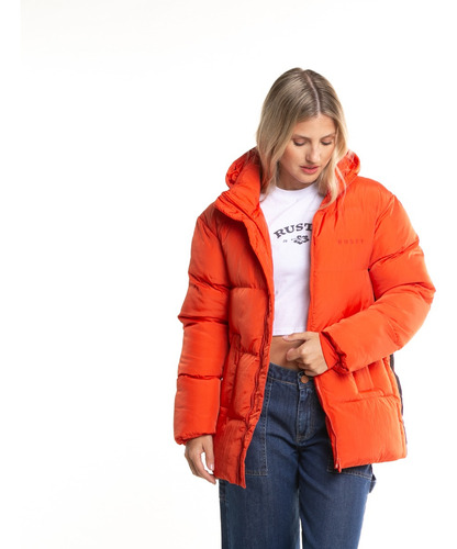 Campera De Abrigo Rusty Out Of Time Puffer Naranja Mujer