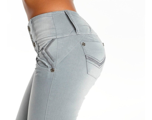 Jeans Colombianos Push Up Color Gris Claro / Grupoborder