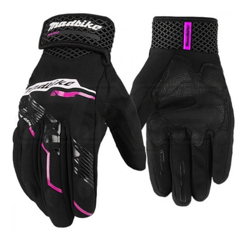 Guantes Para Moto Madbike Mad62 Negro Rosa Con Protecciones 