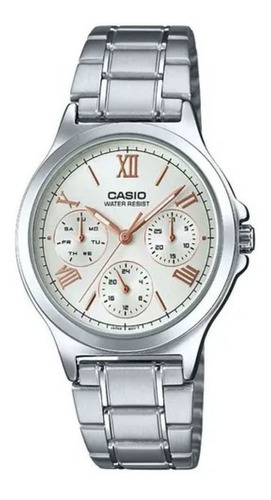 Reloj Casio Ltp-v300d-7a2 Cuarzo Unisex Color de la correa Plateado