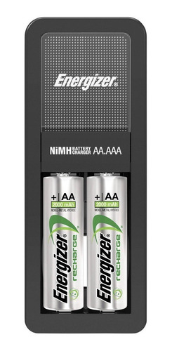 Imagen 1 de 7 de Cargador De Pilas Energizer Mini + 2 Pilas Aa 1300mah