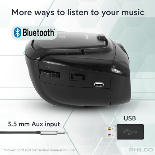 Reproductor De Cd Portátil Philco Boombox Con Bluetooth, ...