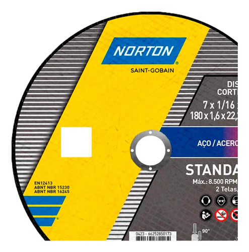 Kit Com 25 Disco De Corte 7 X 1,6 Mm Standard Norton