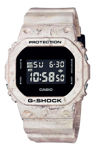 Relógio Casio G-shock Digital Quadrado Original Nf-e Correia Bege Bisel Areia / Bege / Nude, Estampada Fundo Preto