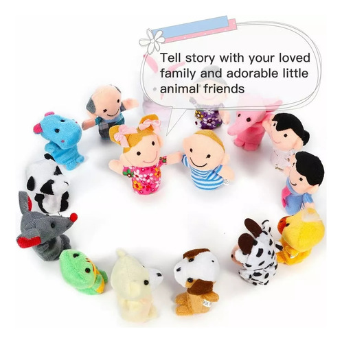 Marionetas Educativas De Animales Y Familia, 16 Piezas