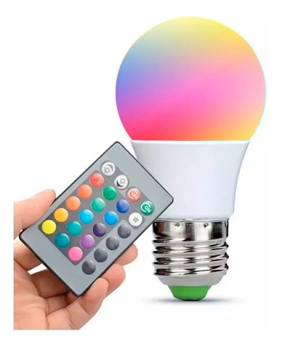 Lampara Led Rgb 15w E27 Blanco+rgb 16 Colores Ctrol Remoto 