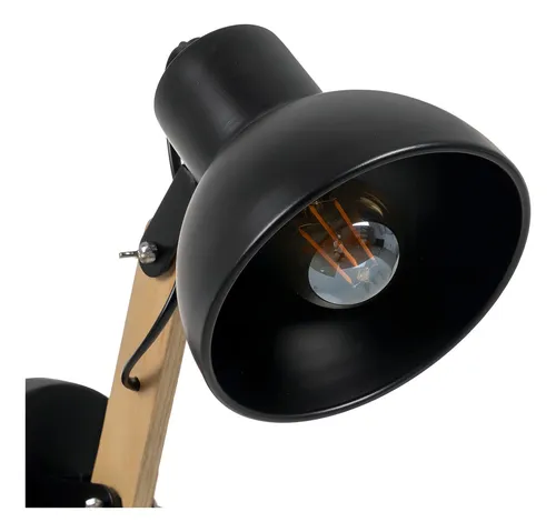Aplique Spot De Pared Con Madera Estilo Nórdico Estructura Negro