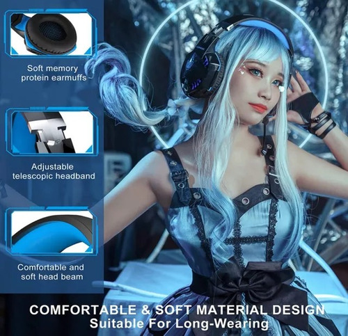 Imagen 3 de 6 de Auriculares Para Juego Ps5 Ps4 Xbox Con Bluetooth Y Cable