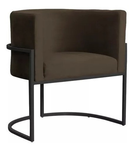 Cadeira Poltrona Decorativa Veludo Base Metal Cor Marrom