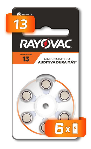 Pila Rayovac Auditiva A13 Con 6 Unidades 1.45v