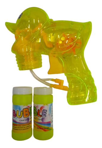 Burbujero Pistola Forma Pato Transparente C/ Luz En Blister 