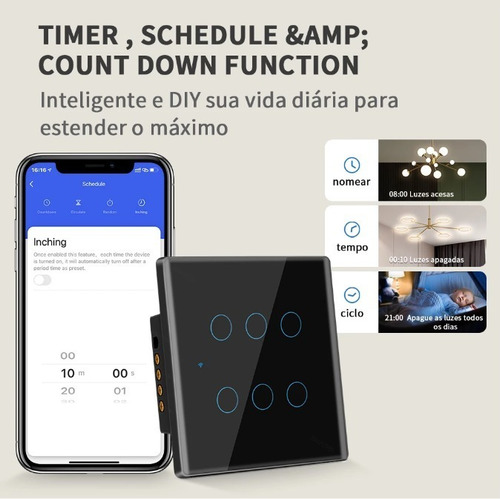 Imagem 4 de 8 de Interruptor 4x4 Wifi 6 Teclas Alexa E Google Home
