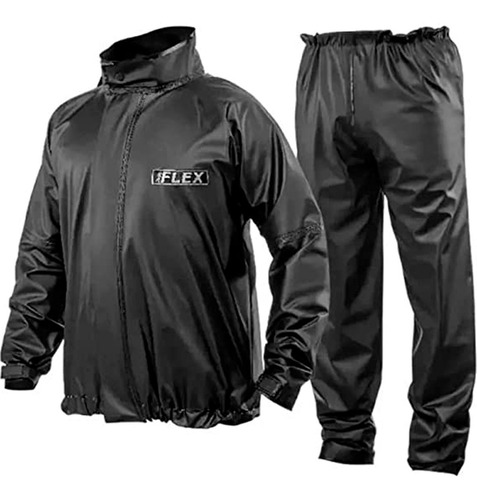 Capa Roupa Chuva Delta Flex Pvc Preta Moto Motoqueiro