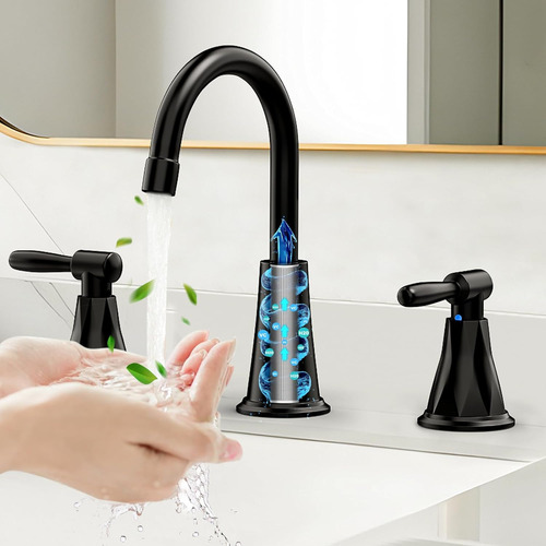 Grifo De Baño De 8 Negro Mate Con Filtro Y Drenaje Emergent