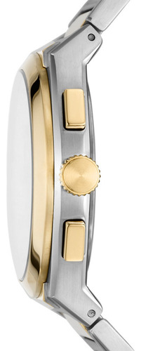 Relógio Fóssil Masculino Social Bicolor Fs5796/1dn Bisel Dourado Fundo Dourado