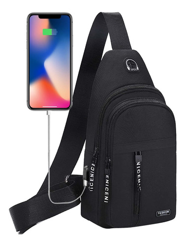 Usdian Bolsa Pecho Simple Moda. Mochila Impermeable Usb